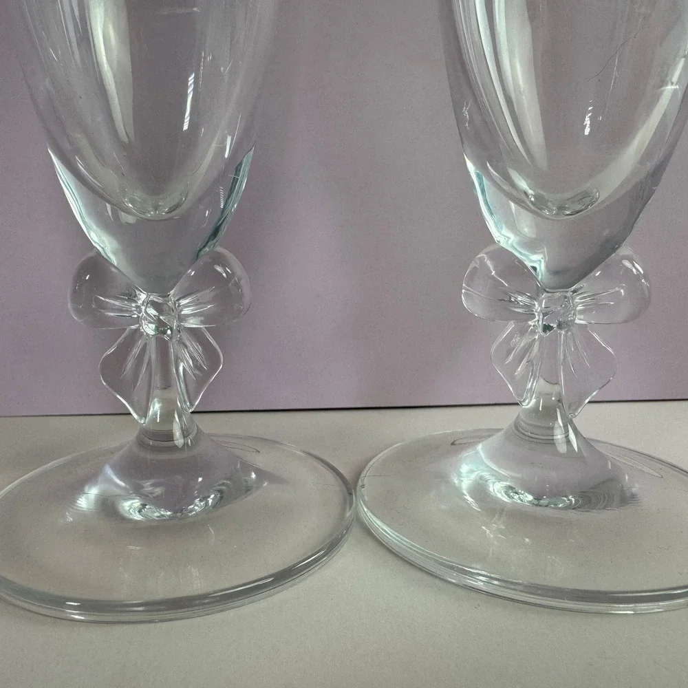 VTG Mikasa High Society Crystal Bud Vase Bow Ribbon 9.5